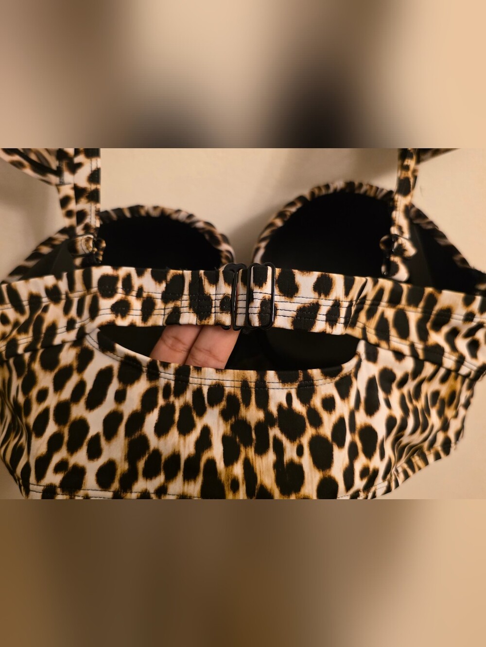 1 DD/DDDTorrid Leopard Print Longline Bikini Top - Black, Brown, Cream - Picture 8 of 10